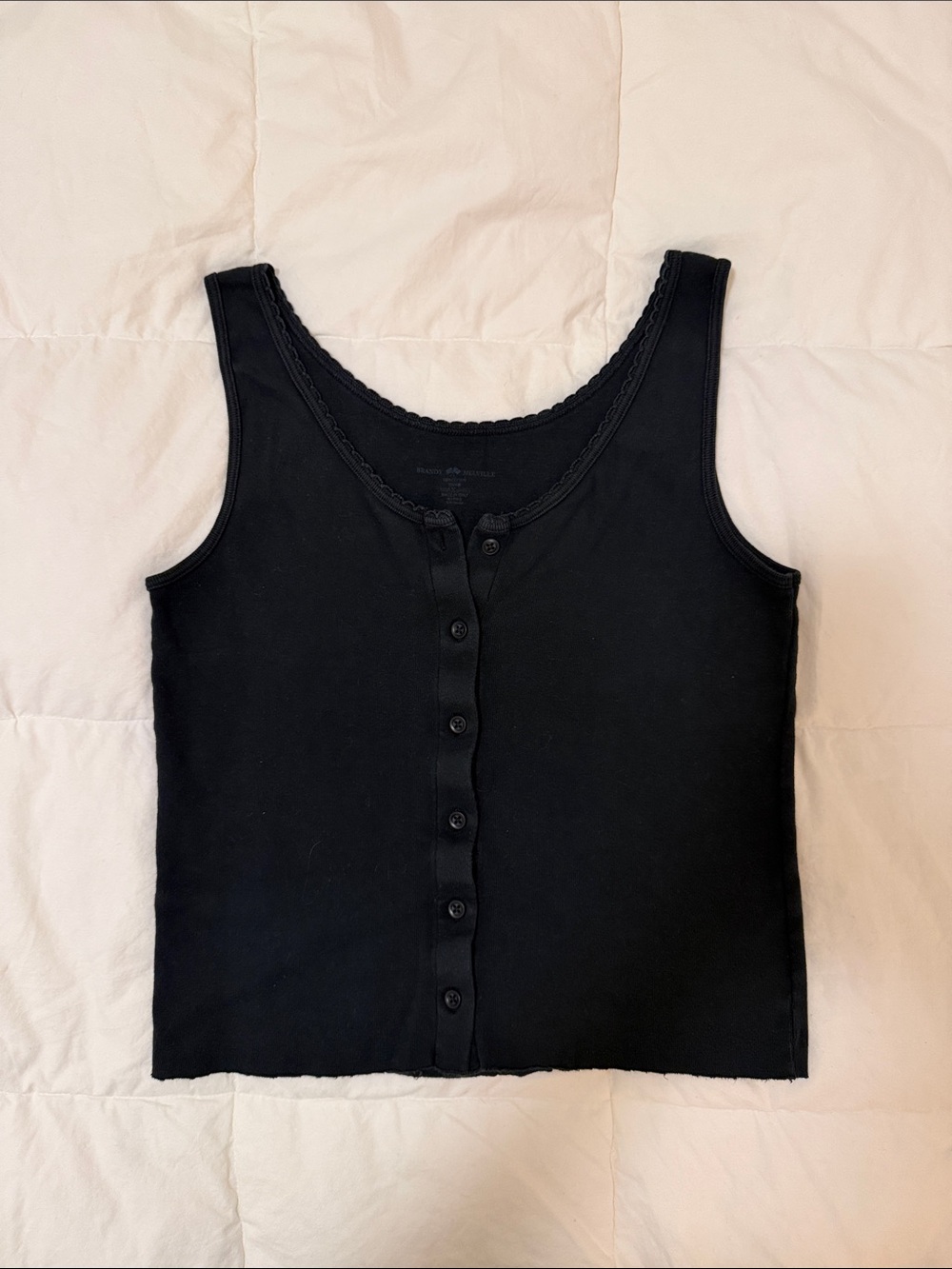 Brandy Melville Black Button-Up Tank Top